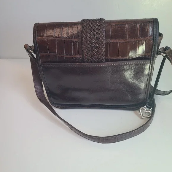 Brighton Vintage‎ Crossbody  Brown Leather Bag/Purse Croc Embossed Hang Tag - Picture 8 of 10